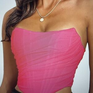 Elegant Pink Strapless Top